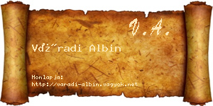 Váradi Albin névjegykártya